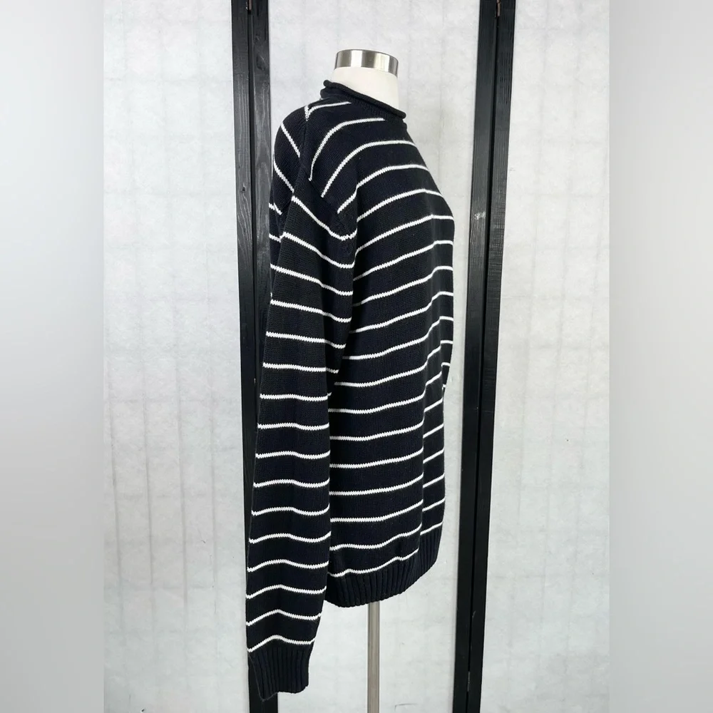 Men's Black and White Striped Sweater